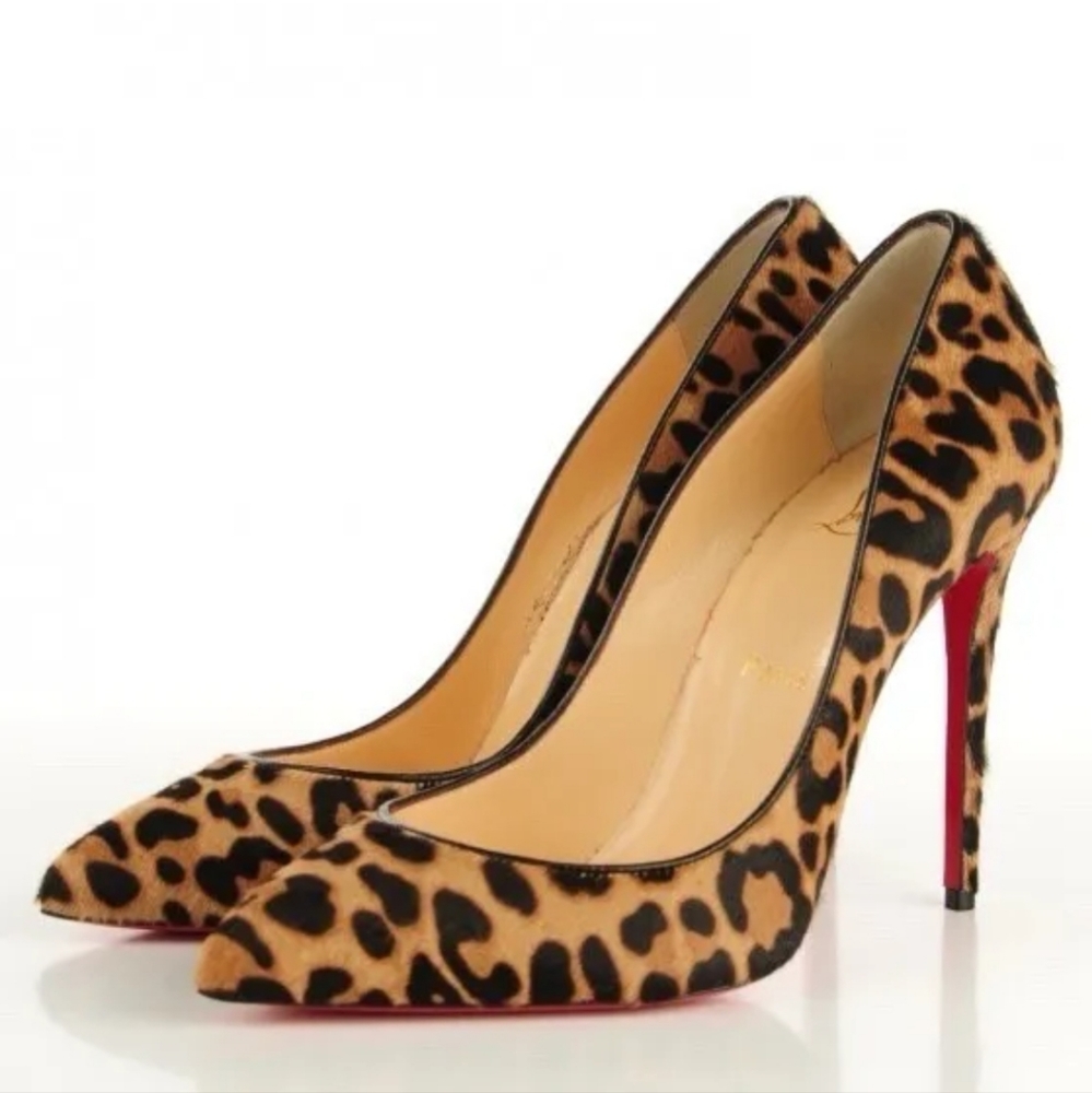 NIB Christian Louboutin Pigalle Follies Pony Hair Leopard 100 mm NIB